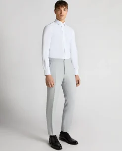 Slim Leg Linen-Blend Formal Trousers