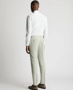 Slim Leg Linen-Blend Formal Trousers