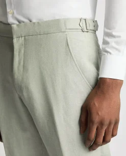 Slim Leg Linen-Blend Formal Trousers