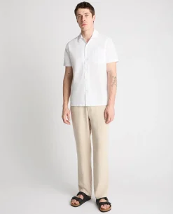 Stone Straight Leg Linen Trousers
