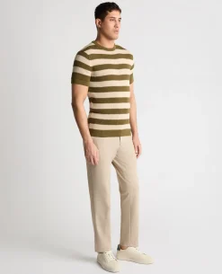 Stripe Knit Crew Neck T-Shirt