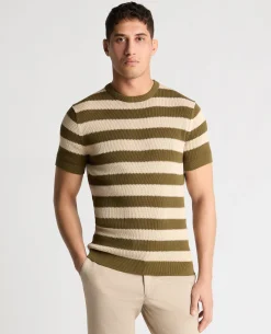 Stripe Knit Crew Neck T-Shirt