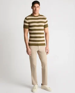 Stripe Knit Crew Neck T-Shirt