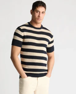 Stripe Knit Crew Neck T-Shirt