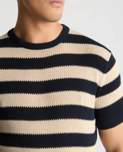 Stripe Knit Crew Neck T-Shirt