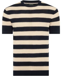 Stripe Knit Crew Neck T-Shirt