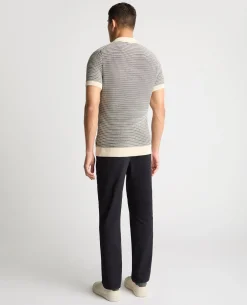 Stripe Knit V-Neck Polo