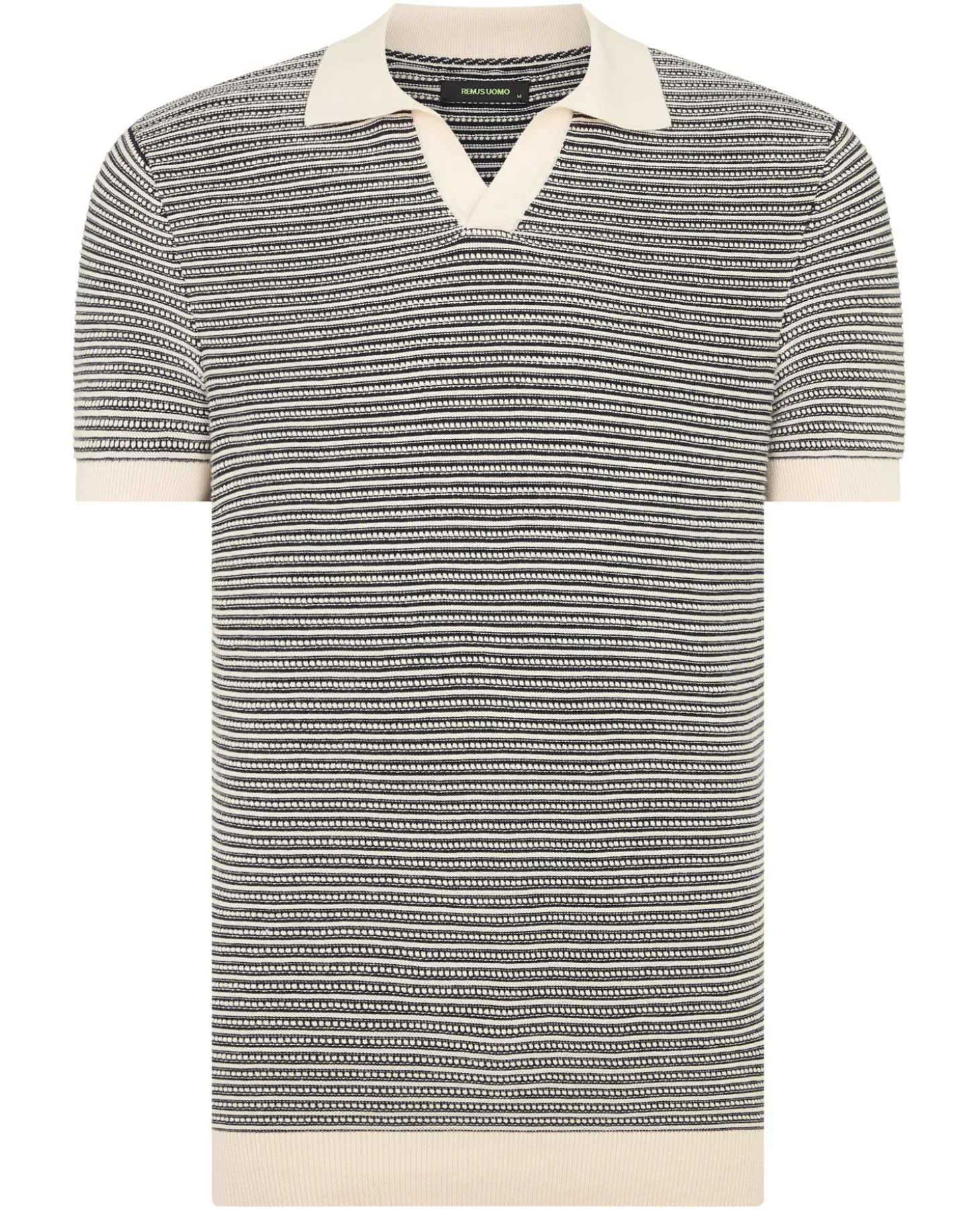 Stripe Knit V-Neck Polo