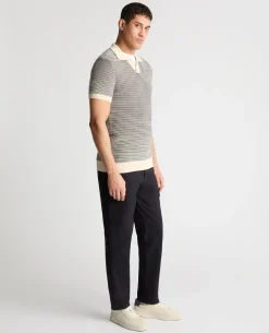 Stripe Knit V-Neck Polo