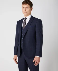 Tapered Fit Checked Wool Rich Mix and Match Suit