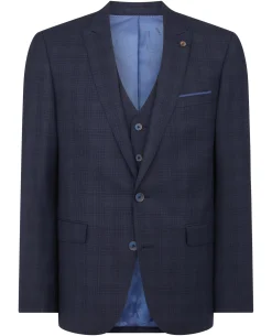 Tapered Fit Checked Wool Rich Mix and Match Suit