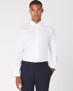 Tapered Fit Cotton Contrast Collar Shirt