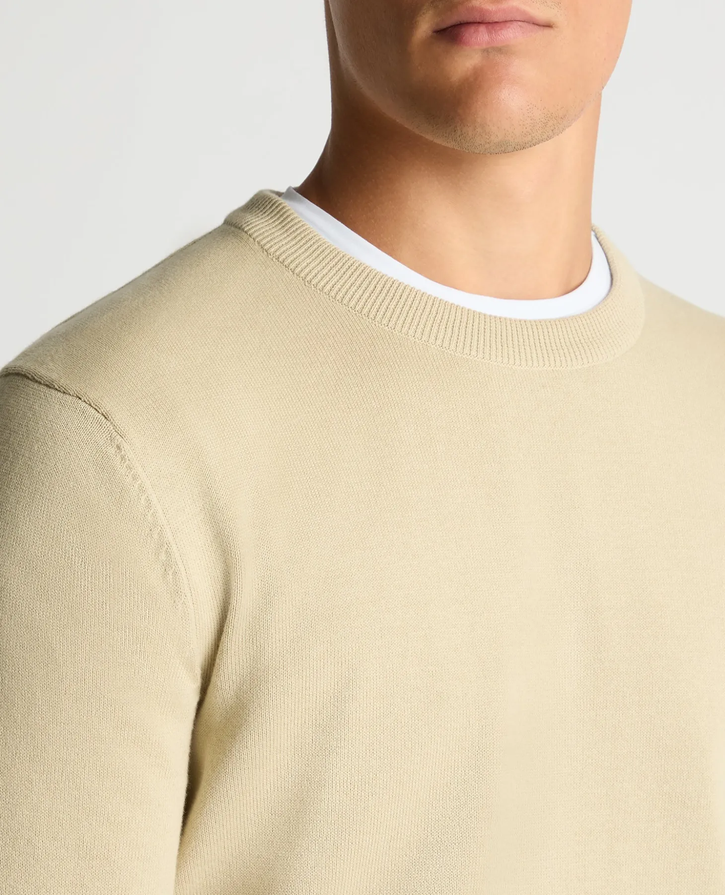 Tapered Fit Cotton Crew Neck Sweater