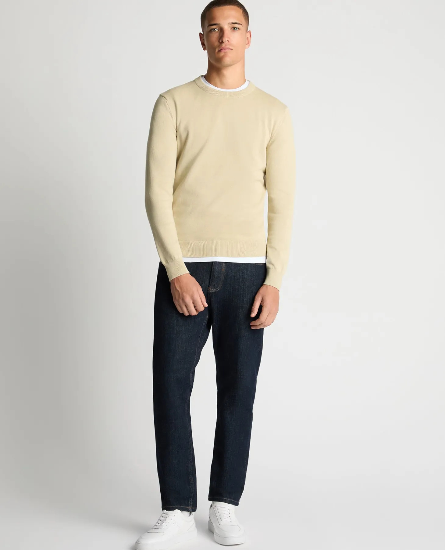 Tapered Fit Cotton Crew Neck Sweater