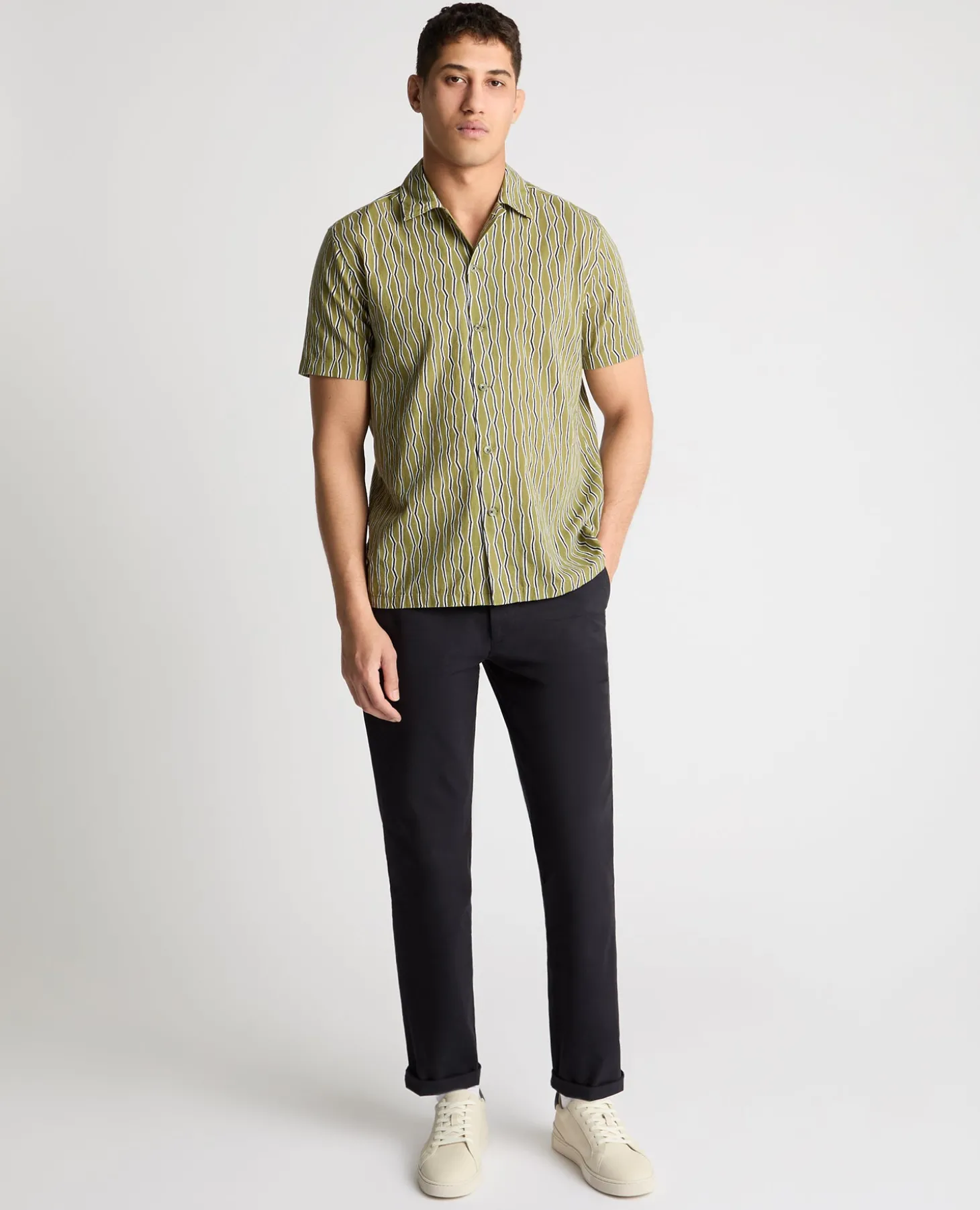 Tapered Fit Cotton Print Shirt