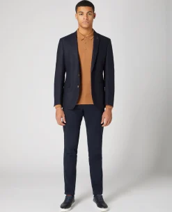 Tapered Fit Cotton-blend long seeve polo shirt