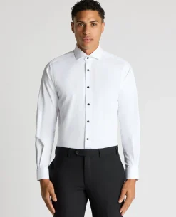 Tapered Fit Cotton-Blend Stretch Shirt