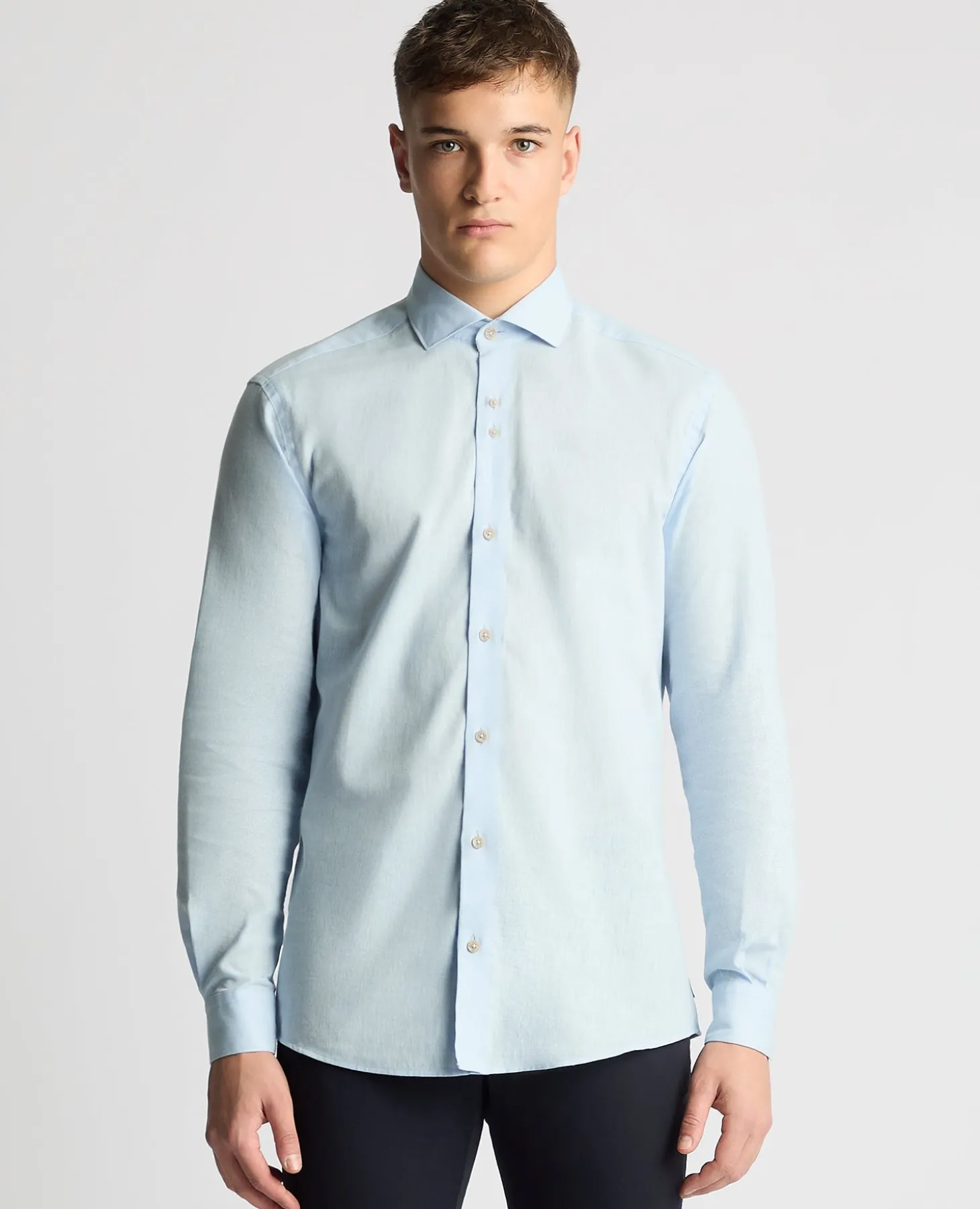 Tapered Fit Cotton-Linen Blend Shirt