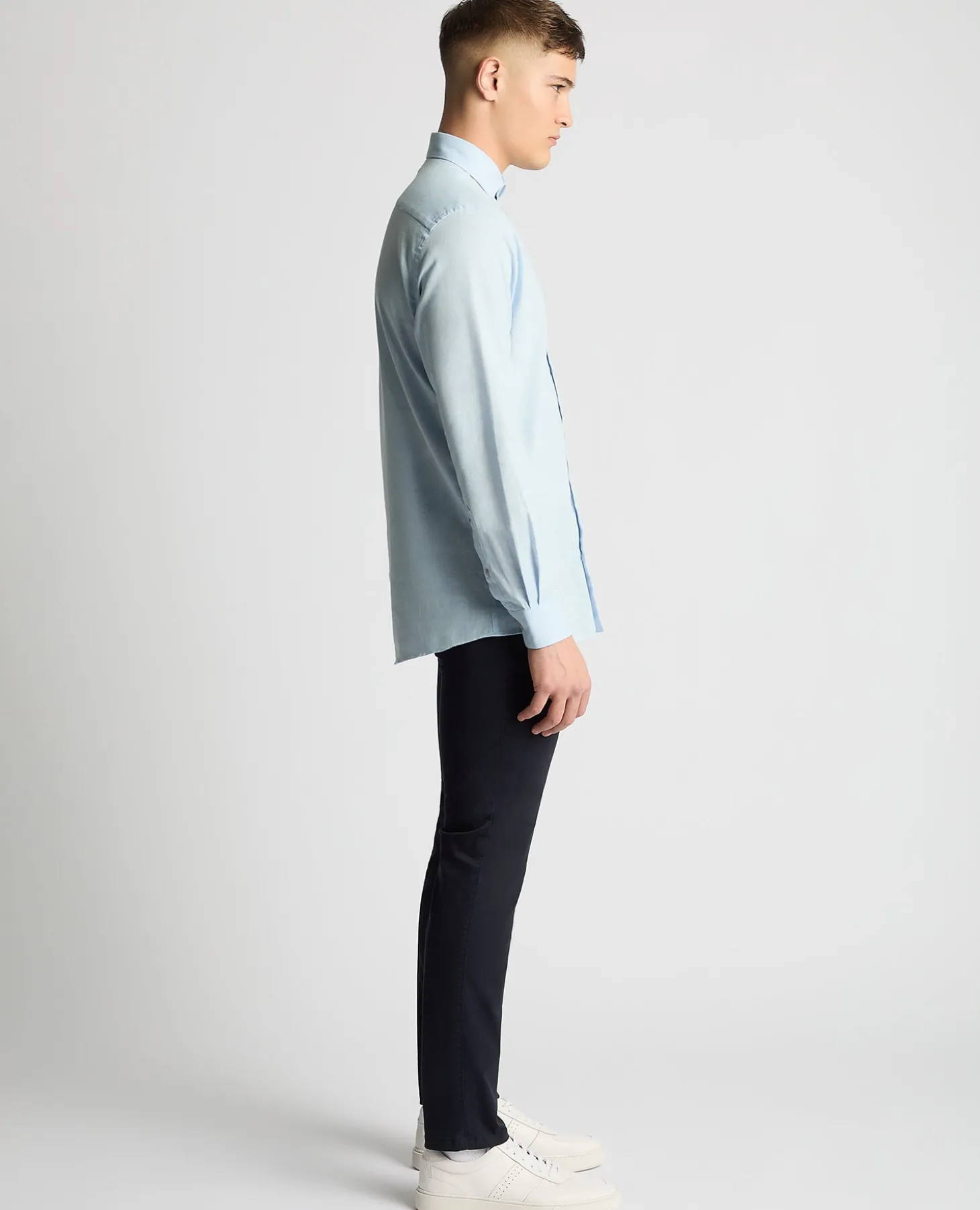 Tapered Fit Cotton-Linen Blend Shirt