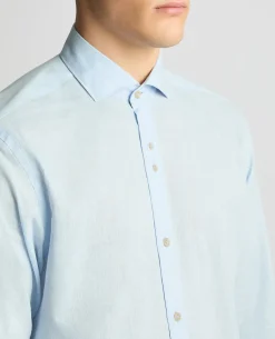 Tapered Fit Cotton-Linen Blend Shirt