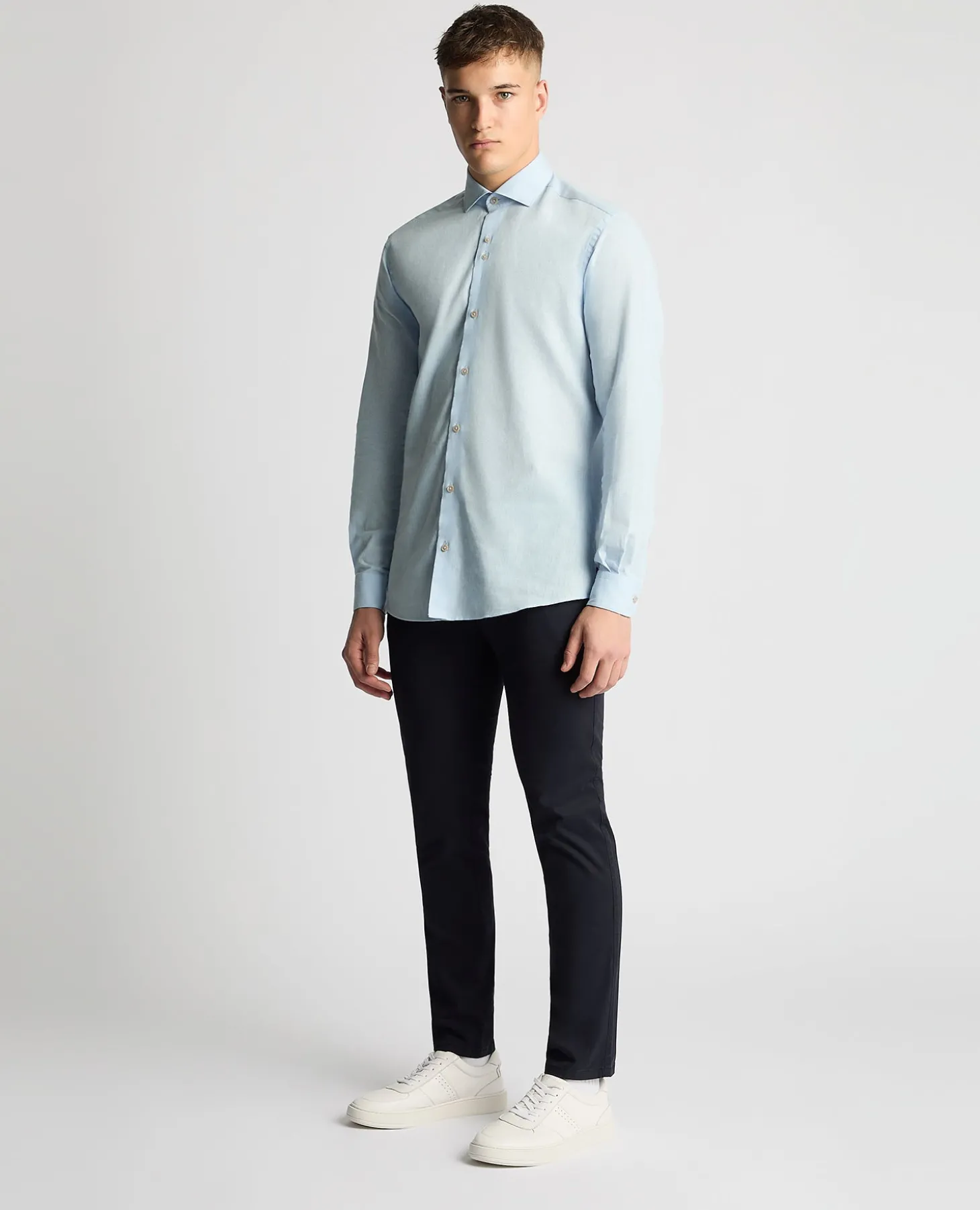 Tapered Fit Cotton-Linen Blend Shirt