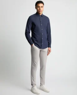 Tapered Fit Cotton-Linen Blend Shirt