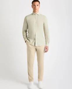 Tapered Fit Cotton-Linen Blend Shirt