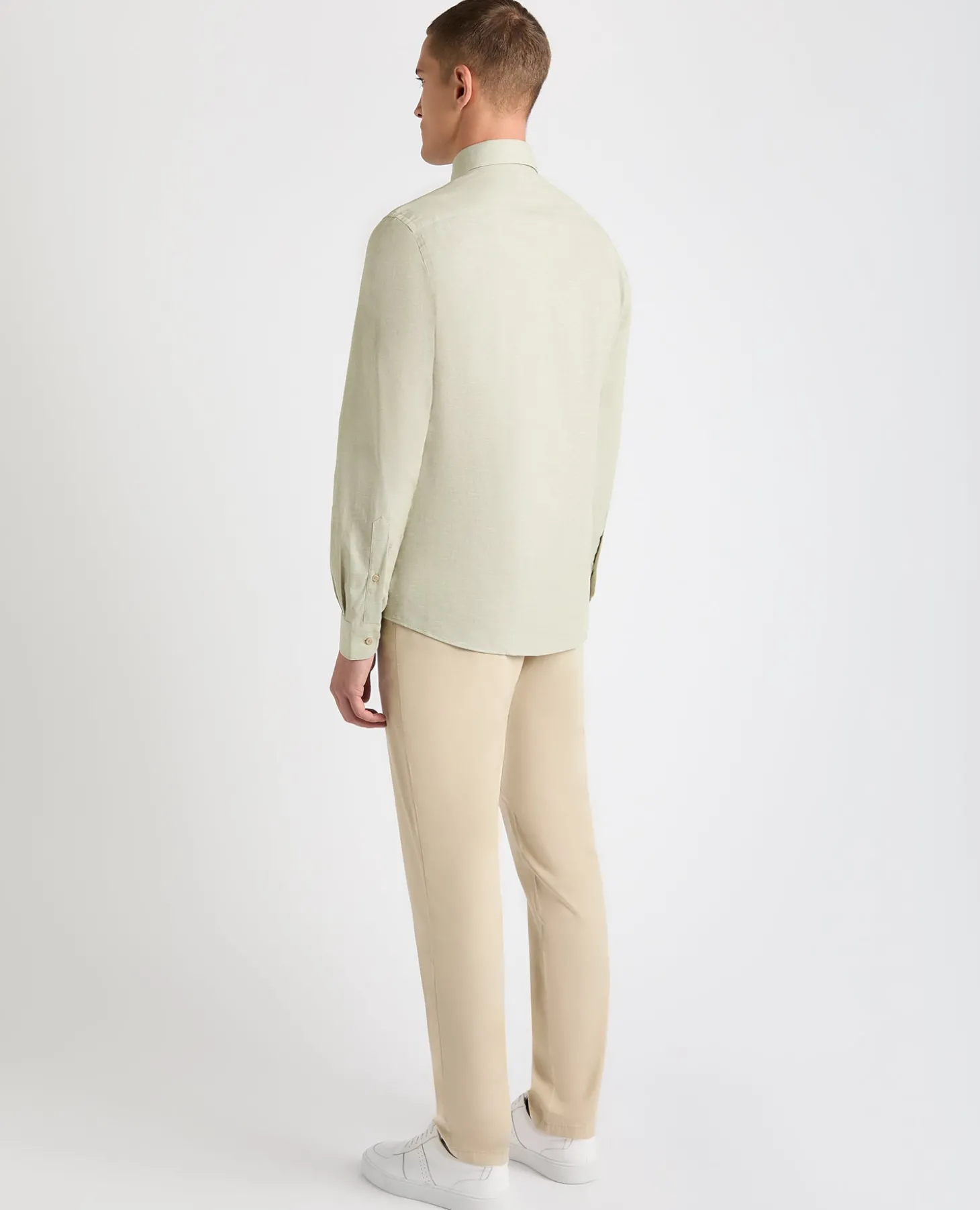 Tapered Fit Cotton-Linen Blend Shirt