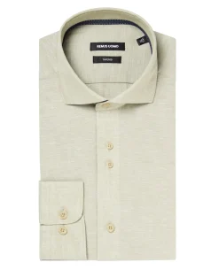 Tapered Fit Cotton-Linen Blend Shirt