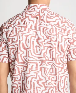 Tapered Fit Cotton-Linen Print Shirt