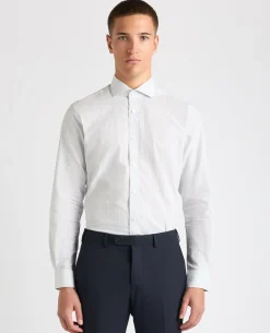 Tapered Fit Cotton-Linen Stripe Shirt