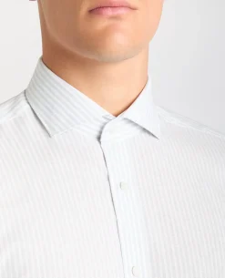Tapered Fit Cotton-Linen Stripe Shirt