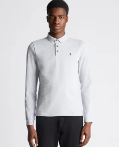 Tapered Fit Cotton-Stretch Long-Sleeve Polo Shirt