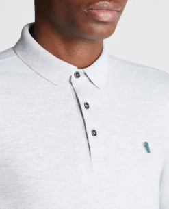 Tapered Fit Cotton-Stretch Long-Sleeve Polo Shirt