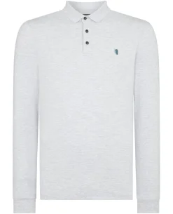 Tapered Fit Cotton-Stretch Long-Sleeve Polo Shirt