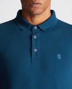 Tapered Fit Cotton-Stretch Long-Sleeve Polo Shirt