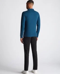 Tapered Fit Cotton-Stretch Long-Sleeve Polo Shirt