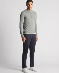 Tapered Fit Half Zip Cotton Sweater