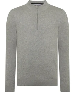 Tapered Fit Half Zip Cotton Sweater