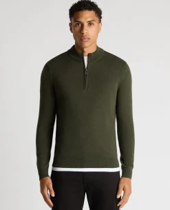 Tapered Fit Half Zip Cotton Sweater