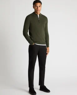 Tapered Fit Half Zip Cotton Sweater