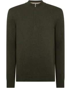 Tapered Fit Half Zip Cotton Sweater