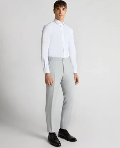 Tapered Fit Linen-Blend Formal Trousers