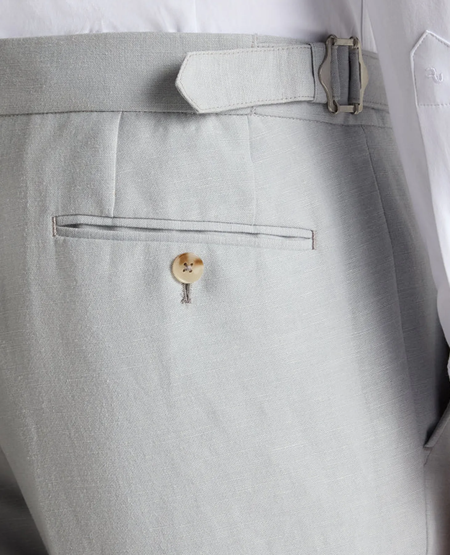 Tapered Fit Linen-Blend Formal Trousers