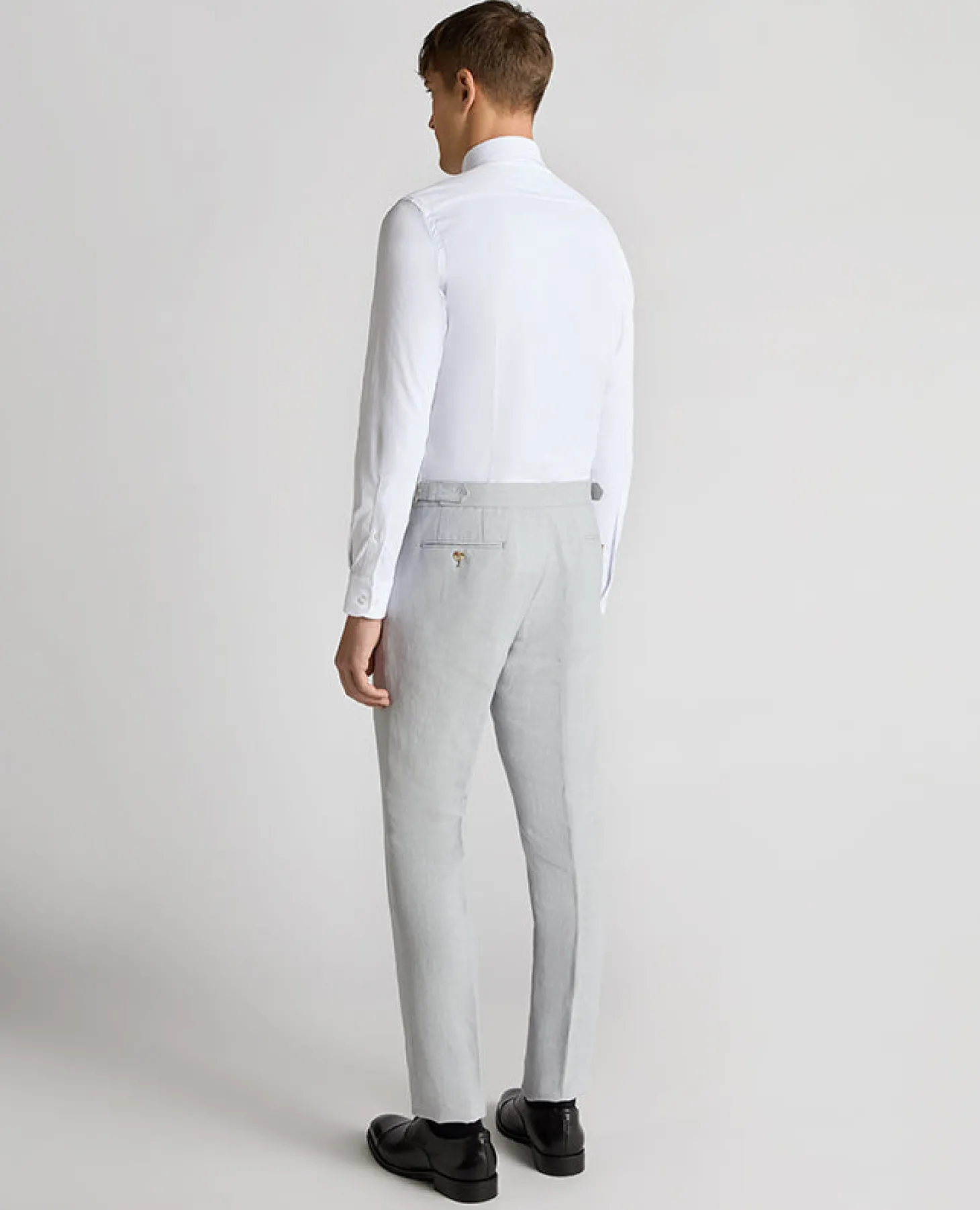 Tapered Fit Linen-Blend Formal Trousers