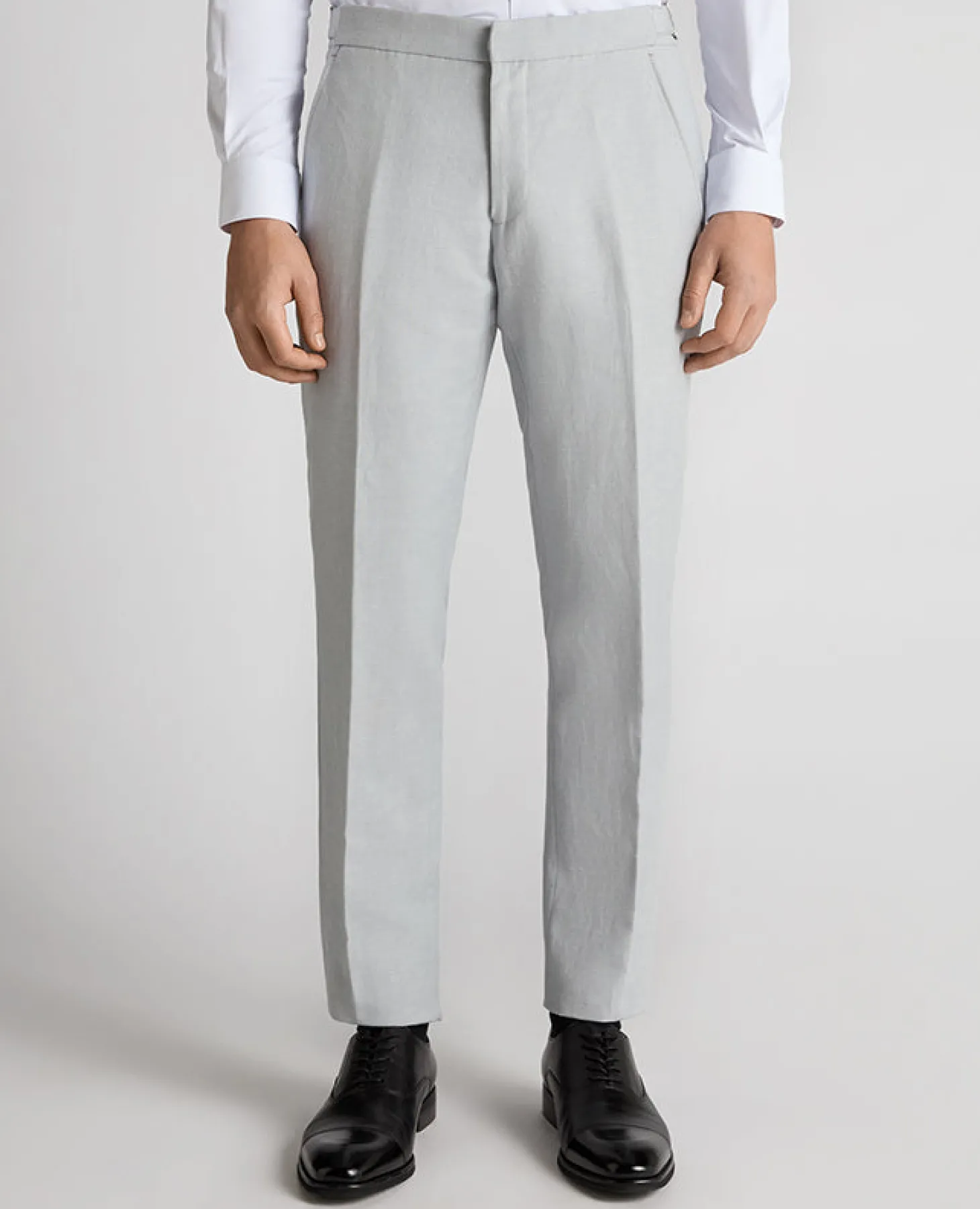 Tapered Fit Linen-Blend Formal Trousers