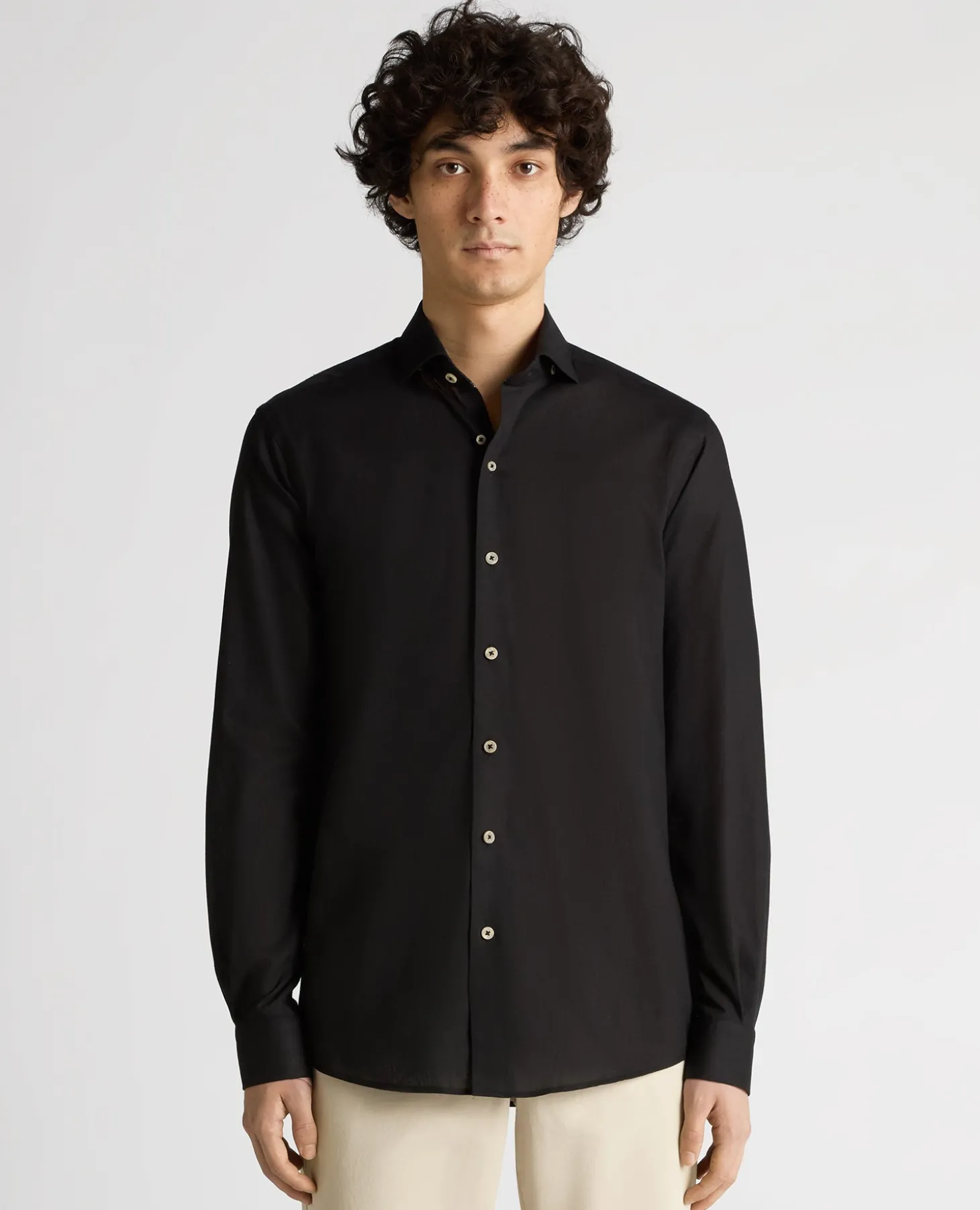 Tapered Fit Linen-Blend Shirt