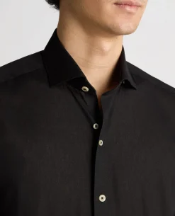 Tapered Fit Linen-Blend Shirt
