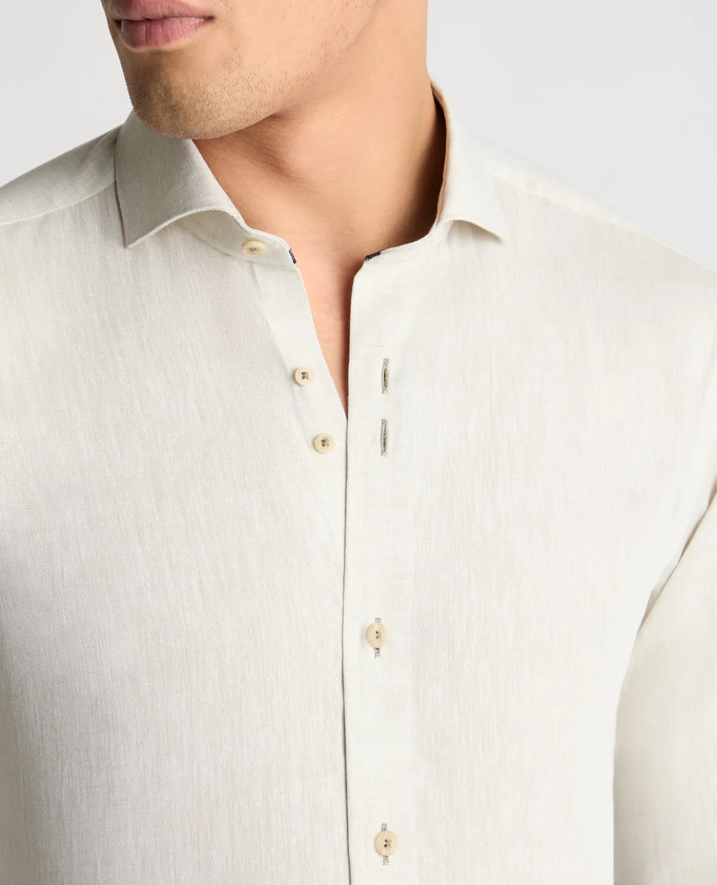 Tapered Fit Linen-Blend Shirt
