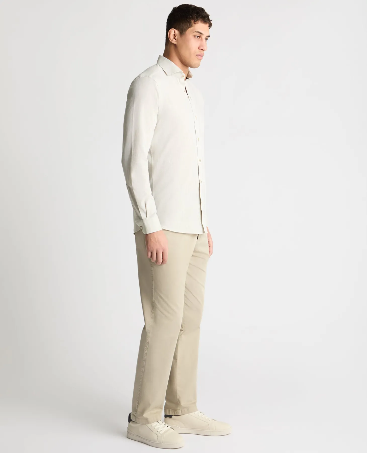 Tapered Fit Linen-Blend Shirt